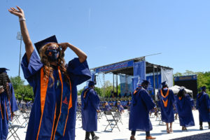 morgan graduate waving