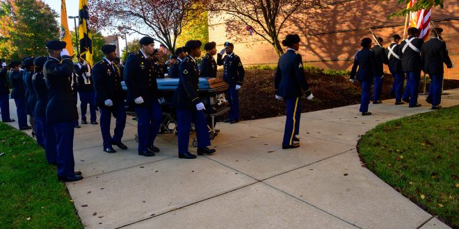 Morgan ROTC students carry Rep. Cummings' casket
