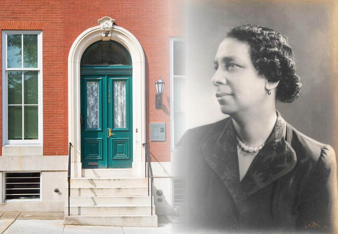 Lillie Carroll Jackson and doors to the museum