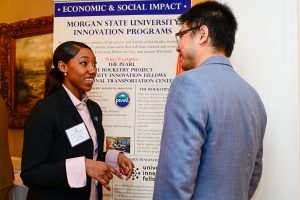 students discussing innovation programs at morgan state