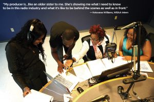 radio student working at a laptop