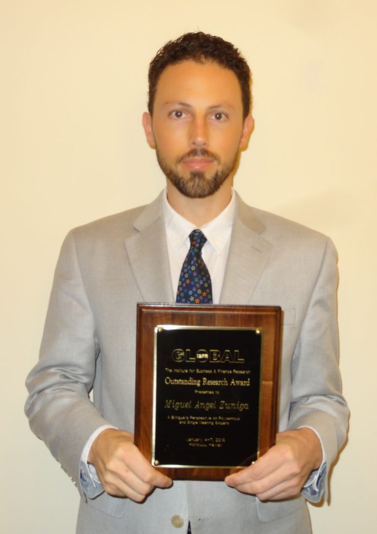 Dr. Zuniga Awarded Outstanding Research Award State University